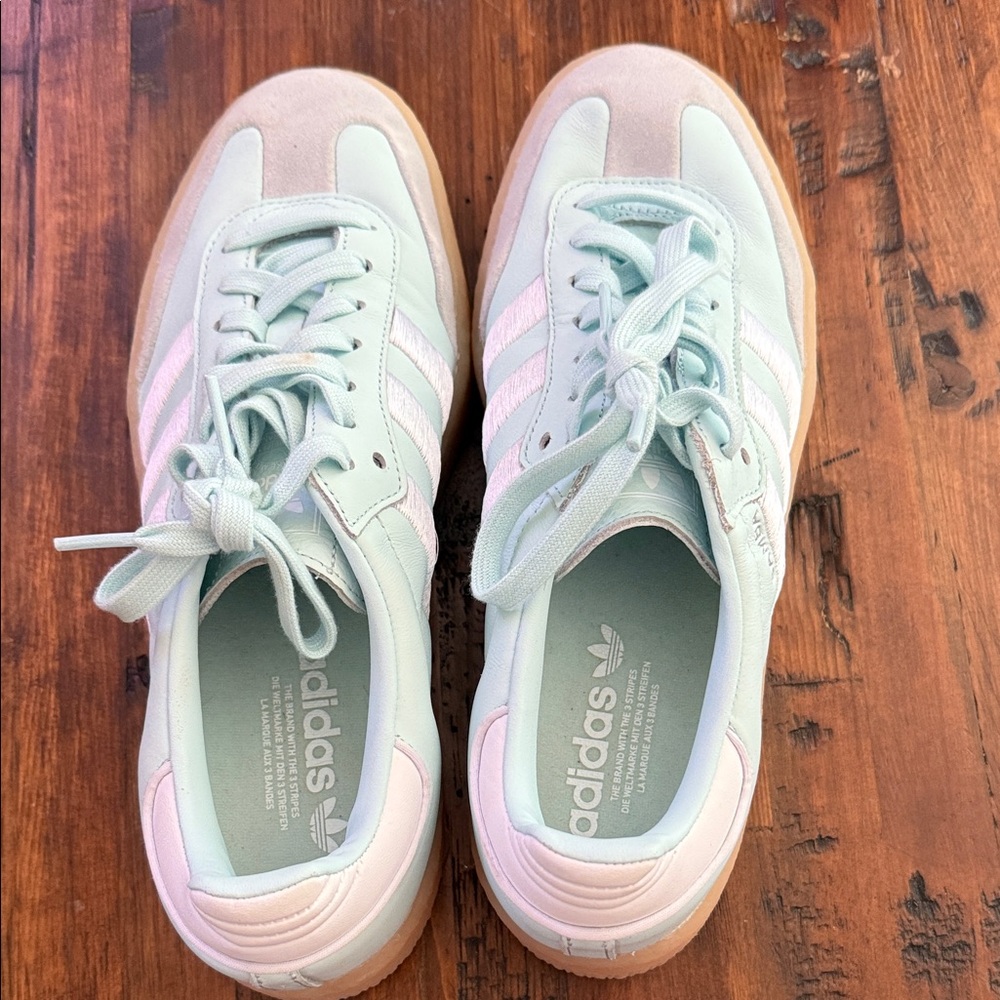adidas Mint Green and White Sneakers